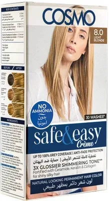 COSMO Safe & Easy No Ammonia 8.0 Light Blonde Permanent Intense Creme Color Kit , 8.0 Light Blonde Offer