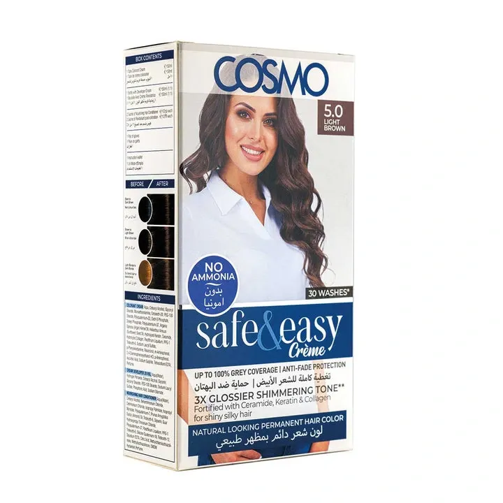 COSMO Safe & Easy No Ammonia 5.0 Light Brown Hair Color Kit