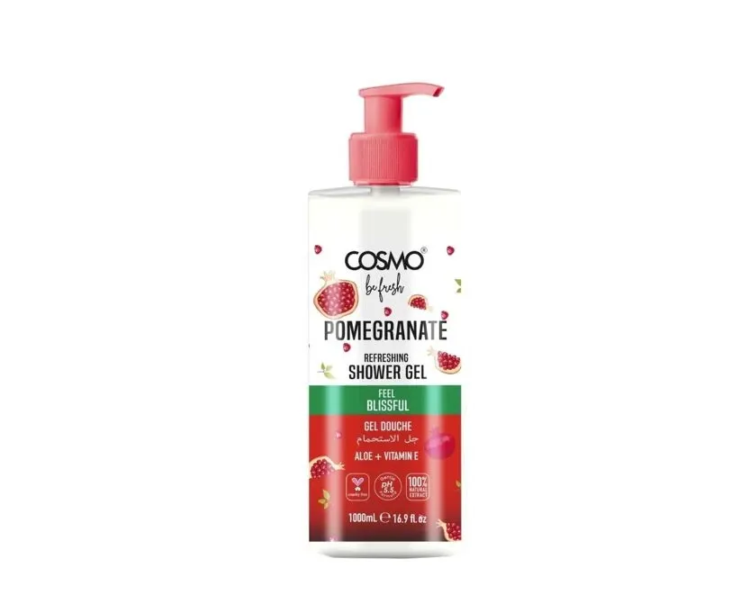 COSMO Be Fresh Body Shower Gel | Refreshing Hydration & Invigorating Scent for All Skin Types | 1000ml (Pomegranate)