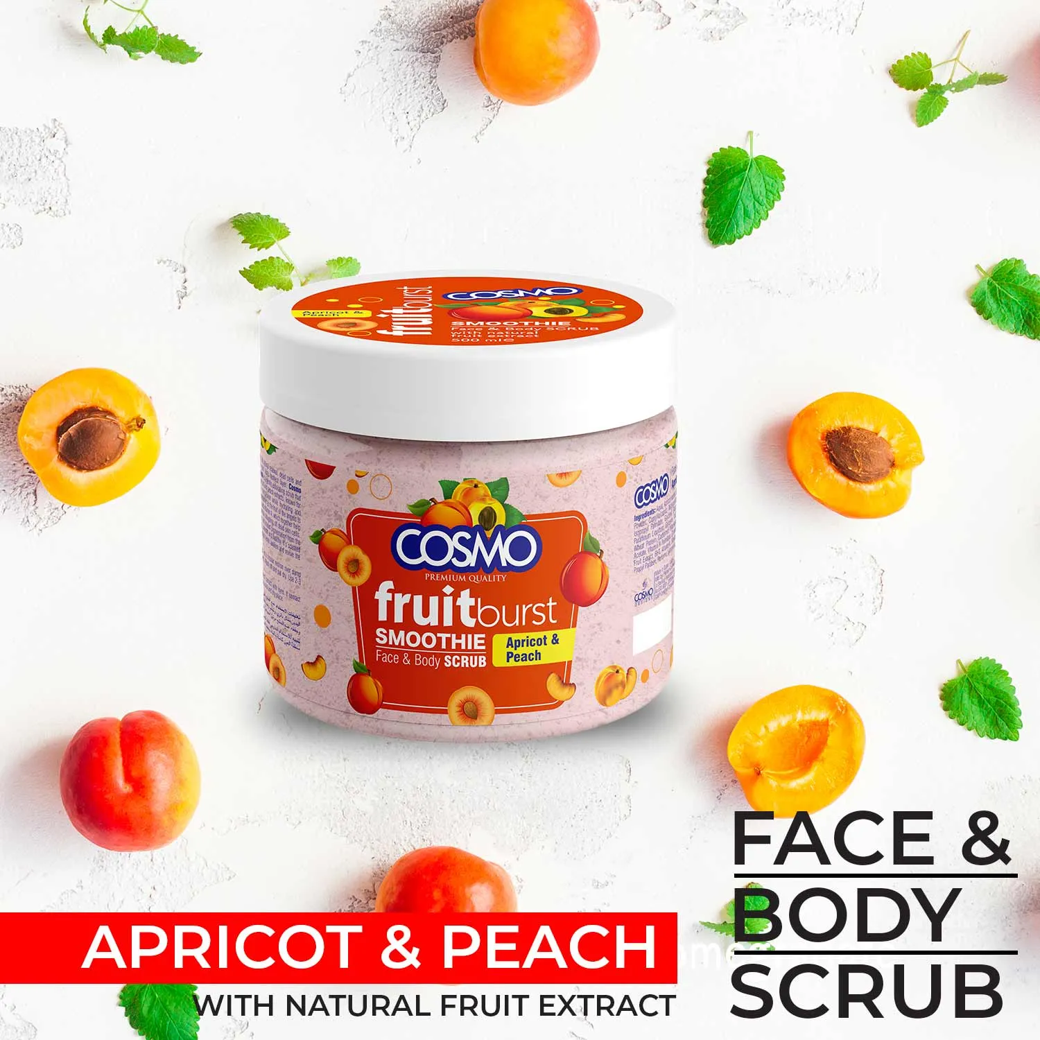 Cosmo Apricoat & Peach Face & Body Scrub 500ml