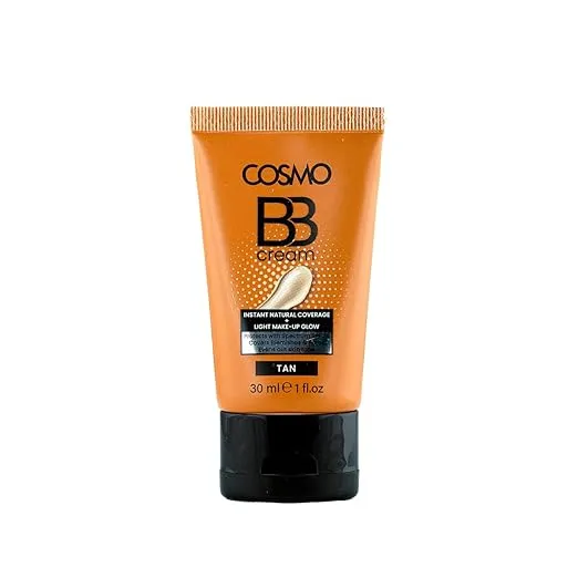 Cosmo BB Cream Tan 30ml | Instant Natural Coverage & Light Make Up Glow | SPF 30 Sun Protection | Evens Out Skin Tone & Covers Blemishes | Lightweight Wear | Suitable For All Skin Types | Foundation