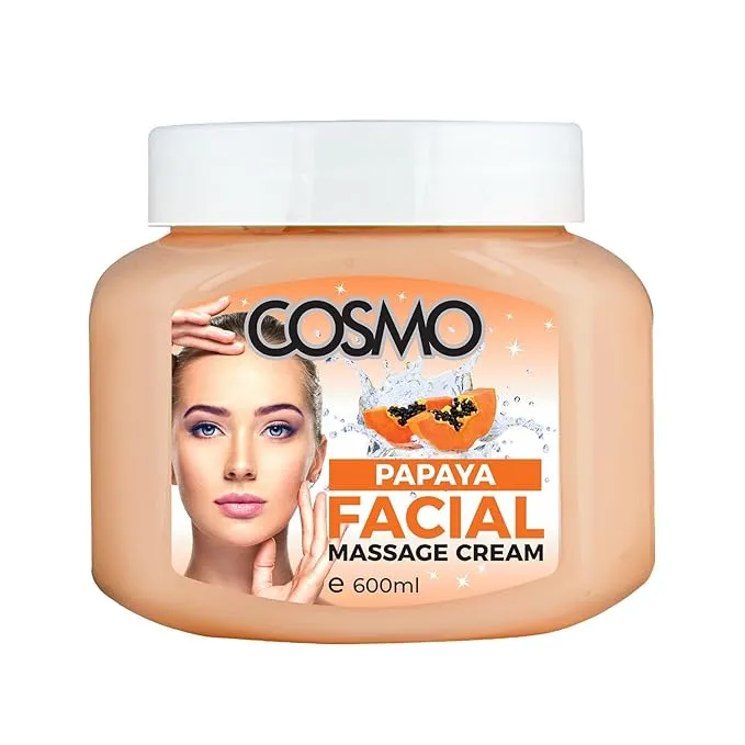 Cosmo Papaya Facial Massage Cream 600ml, Leaving It Feeling Soft, Supple, and Rejuvenated, for Daily Use