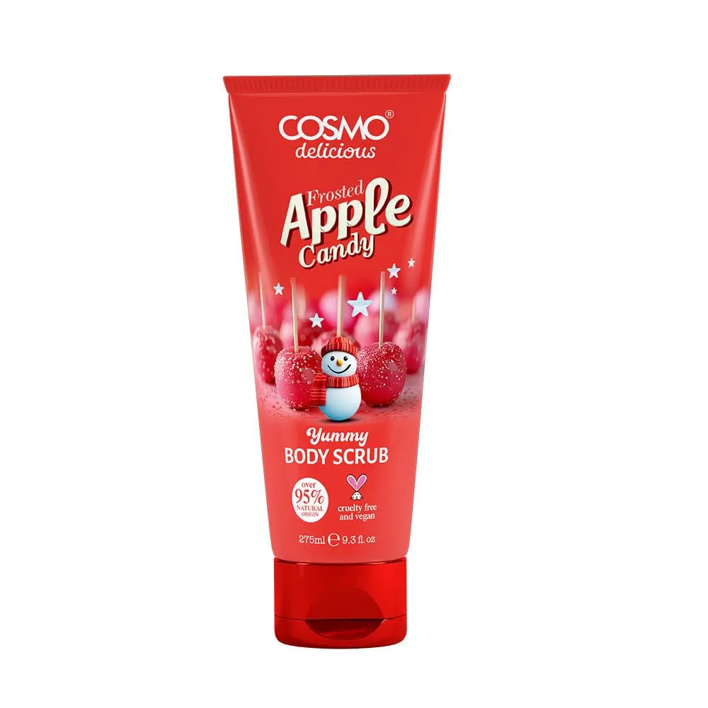 Cosmo Delicious Frosted Apple Candy With Shea Body Scrub For Men & Women 275ml, Exfoliating Body Scrub, Hydrating & Nourishing, Sugar Scrub, Fruity Apple Fragrance, Dead Skin & Deep Cleansing