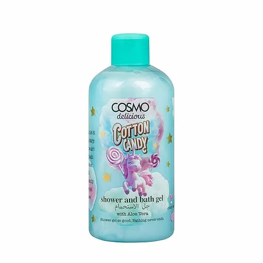 COSMO Delicious Cotton Candy With Aloe Vera Shower & Bath Gel 500ml, Hydrating & Refreshing Body Wash, Sweet Cotton Candy Fragrance, Dead Skin Removal, Body Cleanser, Shower Gel For Women & Men