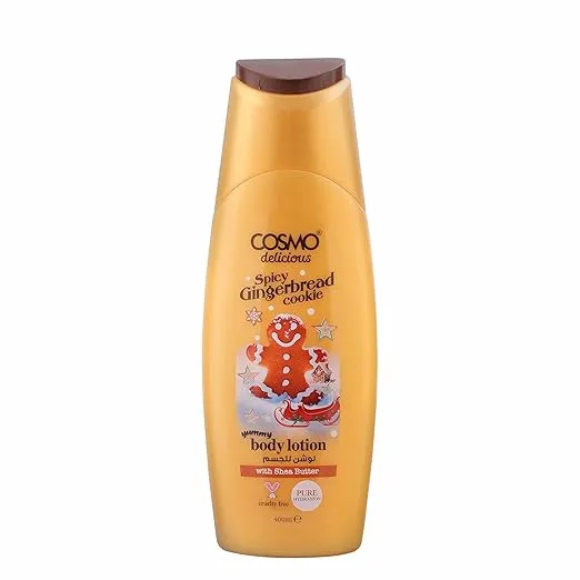 COSMO Delicious Spicy Gingerbread Cookie With Shea Butter Pure Hydration Body Lotion 400ml, Hydrating & Nourishing, Non Greasy, Light Weight, Fast Absorbing Lotions, All Skin Types. Warm Spiced Scent