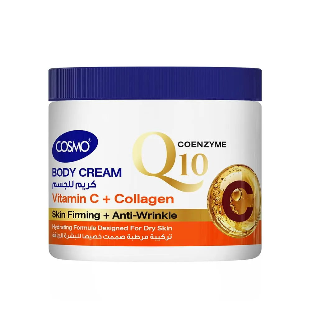 Cosmo Skin Care Vitamin C + Collagen Body Cream 400ml With Coenzyme Q10, Anti Wrinkle & Firming Cream, Lightweight & Deeply Moisturizer, Hydration & Revitalizing Anti Aging, For All Skin Types