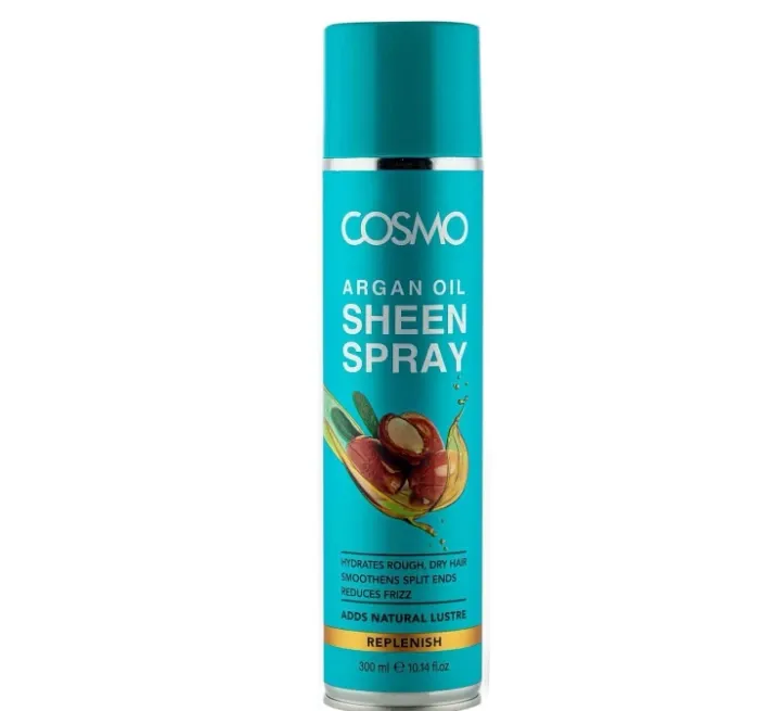 Cosmo Argan Oil Sheen Spray - 300ml | Helps Control Frizz, Smooth Flyaways, Restore Moisture & Add Instant Natural Glossy Finish, Improves Hair Softness, Suitable for Dry, Dull, Damaged | Silky Smooth Texture, Frizz Control & Healthy-Looking Hair