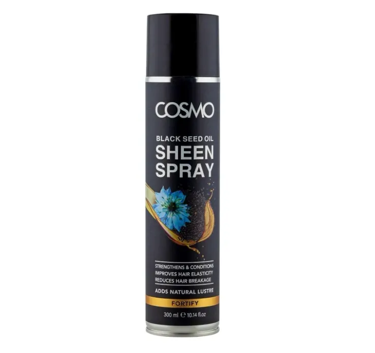 Cosmo Black Seed Oil Sheen Spray - 300ml Repair Strengthens Protects Hair Nourishing & Lightweight Hair Shine Spray Enriched with Pure Black Seed Oil, Helps Reduce Frizz, Add Instant Natural Gloss, Suitable for Dry, Dull, Damaged