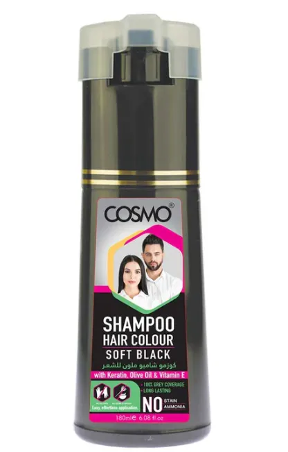 Cosmo- Hair Color Shampoo(Soft black) 180 ML
