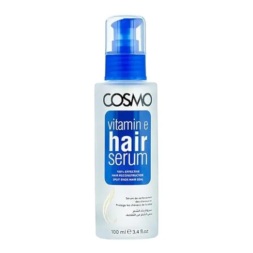 Cosmo Hair Serum | Frizz Control, Shine & Smoothness | For All Hair Types | Shine & Softness (100ml, Vitamin E)Hair Serum 100ml