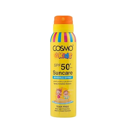Cosmo Kids Suncare Invisible Spray SPF 50 PA+++ 150ml Spray Invisible Solaire Tear Free Blue Light Protection Water & Sweat Resistant for Kids