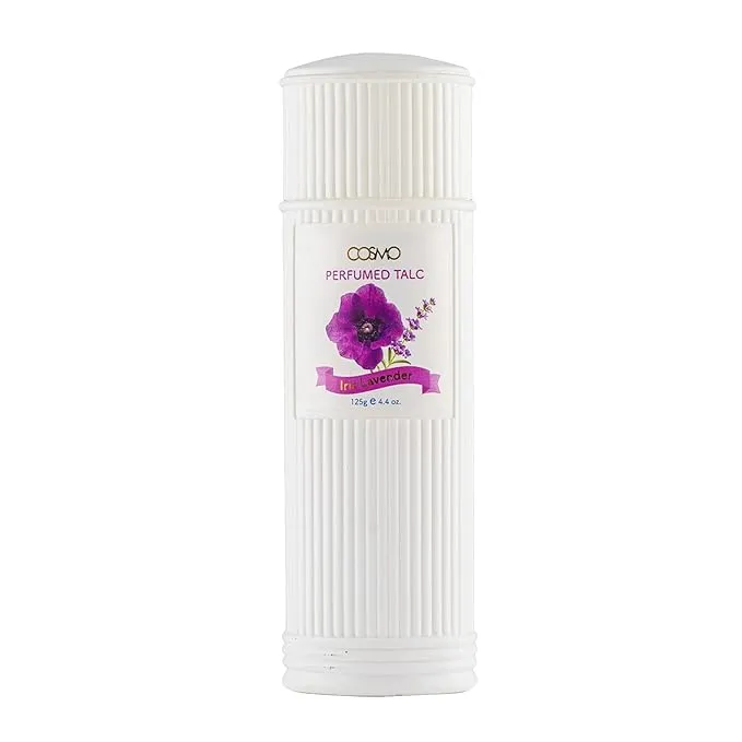 Cosmo Iris Lavender Perfumed Talcum Powder, Signature Fragrance, Body Powder, Sweat Free, Leaves Your Skin Feeling Soft, Fresh & Scented All Day, All Skin Types 125g