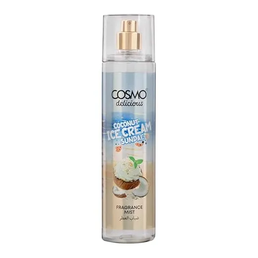 Cosmo Delicious Coconut Ice Cream Sundae Fragrance Mist 250ml, Sweet Parfum, Creamy Coconut & Sweet Tropical Scent, Summer Body Spray, Perfect For Everyday Wear, Long Lasting Perfume For Women & Men