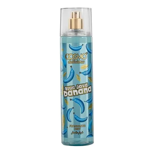 Cosmo Delicious Blue Java Banana Fragrance Mist 250ml, Creamy Banana, Vanilla & Sweet Candy Scent, Summer Body Spray, Perfect For Everyday Wear, Long Lasting Perfume For Women & Men